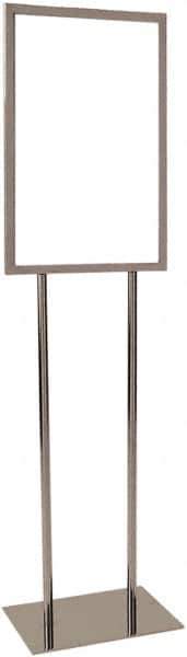 ECONOCO - 14 Inch Wide x 22 Inch High Sign Compatibility, Steel Square Frame Bulletin Sign Holder - Chrome, 53 Inch Holder Height, Holds 1 Sign - Apex Tool & Supply