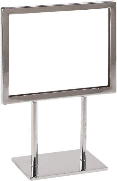 ECONOCO - 7 Inch Wide x 5-1/2 Inch High Sign Compatibility, Steel Square Frame Sign Holder - Chrome, 5-1/2 Inch Holder Height, Holds 1 Sign - Apex Tool & Supply