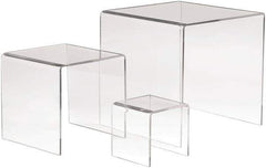 ECONOCO - 3, 5 & 7" High x 3, 5 & 7" Wide x 3, 5 & 7" Deep, Display Riser Plastic Shelving - Clear - Apex Tool & Supply