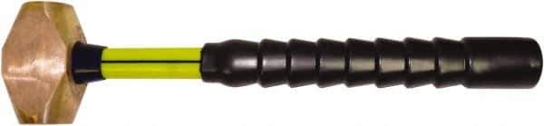NUPLA - 6 Lb Head, 17-3/4" Long Sledge Hammer - Brass Head, 2" Face Diam, 4" Long Head, Fiberglass Handle - Apex Tool & Supply