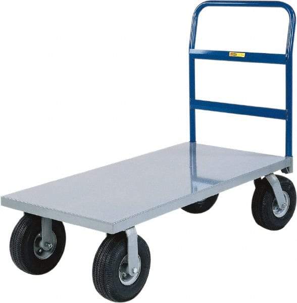 Little Giant - 1,500 Lb Capacity Steel Cushion Load Platform Truck - Steel Deck, 24" OAW, 36" Platform Length x 14" Platform Height, Pneumatic Casters - Apex Tool & Supply