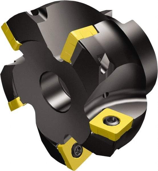 Sandvik Coromant - 5 Inserts, 56mm Cut Diam, 27mm Arbor Diam, 2mm Max Depth of Cut, Indexable Square-Shoulder Face Mill - 10° Lead Angle, 50mm High, R210-140512M Insert Compatibility, Through Coolant, Series CoroMill 210 - Apex Tool & Supply