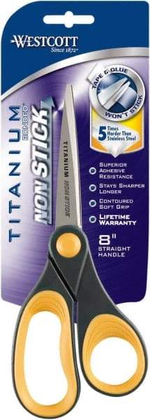 Westcott - 3.296" LOC, 8" OAL Stainless Steel Standard Standard - Plastic Straight Handle, For General Purpose Use - Apex Tool & Supply