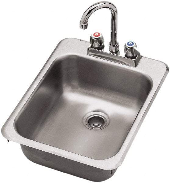 Krowne - 12" Long x 10" Wide Inside, 1 Compartment, Grade 304 Stainless Steel Drop In Sink - 20 Gauge, 17" Long x 13" Wide x 5" High Outside, 5" Deep - Apex Tool & Supply