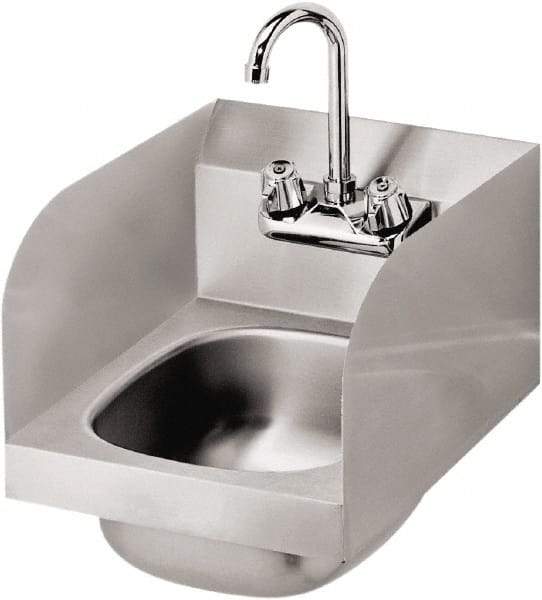 Krowne - 14" Long x 10" Wide Inside, 1 Compartment, Grade 304 Stainless Steel Hand Sink with Side Support - 20 Gauge, 12" Long x 12" Wide x 17" High Outside, 6" Deep - Apex Tool & Supply