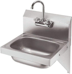 Krowne - 10" Long x 14" Wide Inside, 1 Compartment, Grade 304 Stainless Steel Hand Sink with Side Support - 20 Gauge, 20" Long x 16" Wide x 15" High Outside, 6" Deep - Apex Tool & Supply