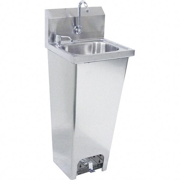 Krowne - 10" Long x 14" Wide Inside, 1 Compartment, Grade 304 Stainless Steel Hand Sink with Foot Pedal - 20 Gauge, 15" Long x 16" Wide x 32" High Outside, 6" Deep - Apex Tool & Supply