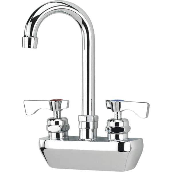 Krowne - Wall Mount, High Arc Service Sink Faucet - Two Handle, Color Coded, Blade Handle, Gooseneck Spout and Nozzle, No Drain - Apex Tool & Supply