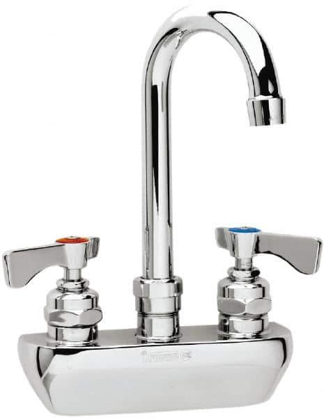 Krowne - Wall Mount, High Arc Service Sink Faucet - Two Handle, Color Coded, Blade Handle, Gooseneck Spout and Nozzle, No Drain - Apex Tool & Supply
