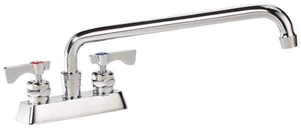 Krowne - Deck Mount, Low Arc Deck Mount Faucet - Two Handle, Color Coded, Blade Handle, Swing Spout and Nozzle, No Drain - Apex Tool & Supply