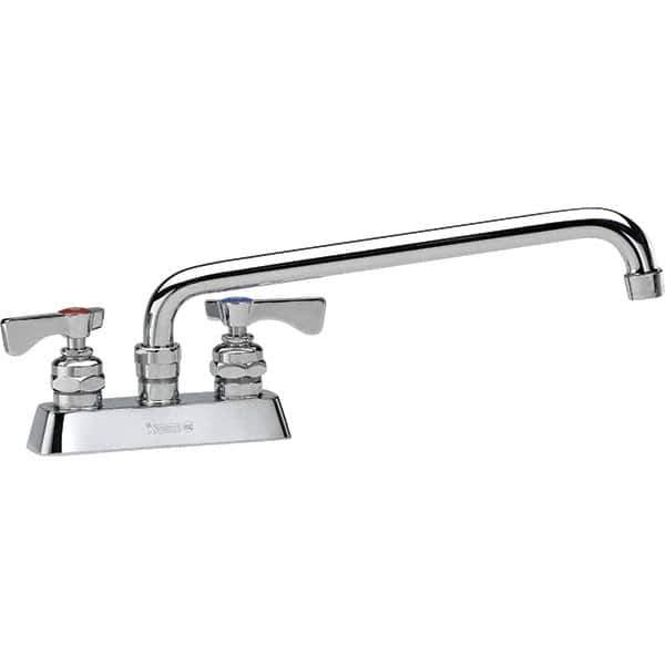 Krowne - Deck Mount, Low Arc Deck Mount Faucet - Two Handle, Color Coded, Blade Handle, Swing Spout and Nozzle, No Drain - Apex Tool & Supply