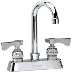 Krowne - Deck Mount, High Arc Deck Mount Faucet - Two Handle, Color Coded, Blade Handle, Gooseneck Spout and Nozzle, No Drain - Apex Tool & Supply