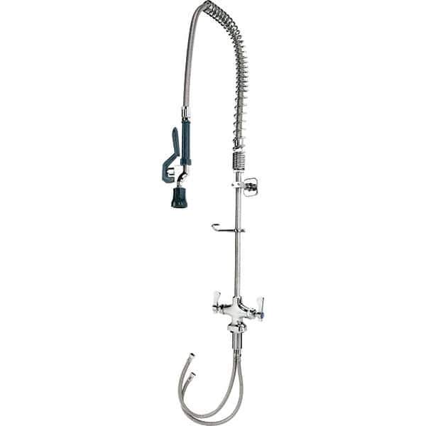 Krowne - Deck Mount, Pre Rinse Faucet with Spray - Two Handle, Color Coded, Blade Handle, Gooseneck Spout with Hose, No Drain - Apex Tool & Supply