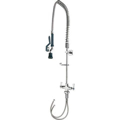 Krowne - Deck Mount, Pre Rinse Faucet with Spray - Two Handle, Color Coded, Blade Handle, Gooseneck Spout with Hose, No Drain - Apex Tool & Supply