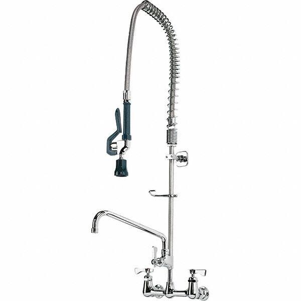 Krowne - Wall Mount, Add On Faucet for Pre-Rinse Units with Spray - Two Handle, Color Coded, Blade Handle, Gooseneck Spout with Hose, No Drain - Apex Tool & Supply