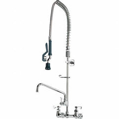 Krowne - Wall Mount, Add On Faucet for Pre-Rinse Units with Spray - Two Handle, Color Coded, Blade Handle, Gooseneck Spout with Hose, No Drain - Apex Tool & Supply