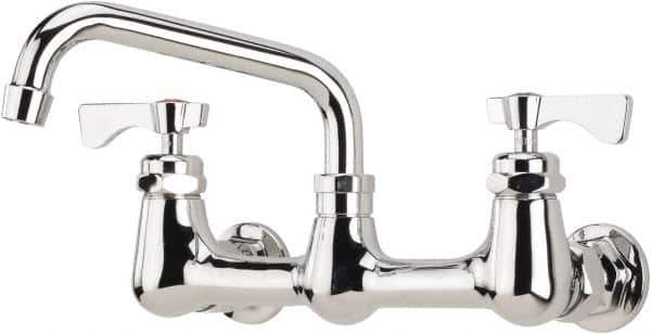 Krowne - Wall Mount, Low Arc Service Sink Faucet - Two Handle, Color Coded, Blade Handle, Swing Spout and Nozzle, No Drain - Apex Tool & Supply