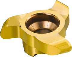 Sandvik Coromant - 327-RM RM Grade 1025 Carbide Groove Milling Tip Insert - TiAlN/TiN Finish, 3 Flutes, 21.7mm Cutting Diam, 4.5mm Depth of Cut, 5.75mm Extension, 0.3937" Cnr Rad - Apex Tool & Supply