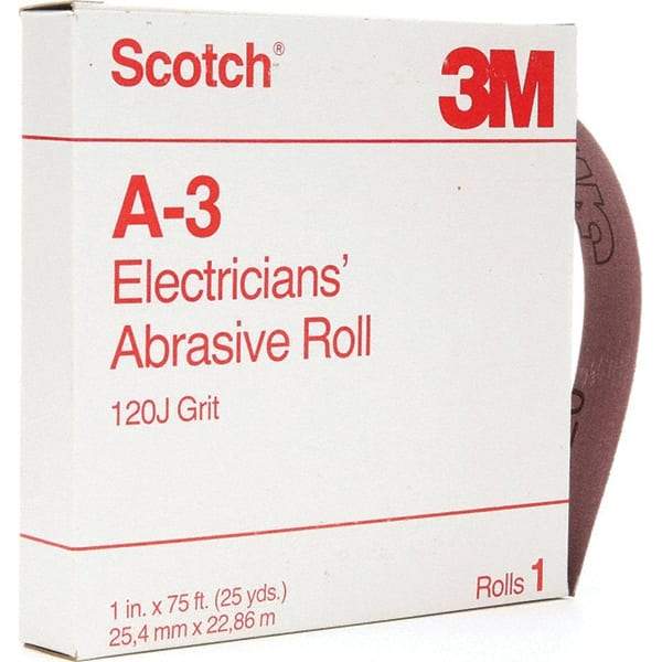 3M - 1" x 25 Yd 120 Grit Aluminum Oxide Shop Roll - Fine Grade - Apex Tool & Supply