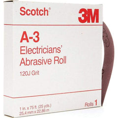3M - 1" x 25 Yd 120 Grit Aluminum Oxide Shop Roll - Fine Grade - Apex Tool & Supply