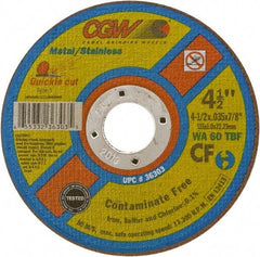 Camel Grinding Wheels - 5" 60 Grit Aluminum Oxide Cutoff Wheel - 0.04" Thick, 7/8" Arbor, 12,250 Max RPM - Apex Tool & Supply