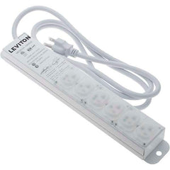 Leviton - 6 Outlets, 125 VAC20 Amps, 7' Cord, Standard Power Outlet Strip - Wall/Surface Mount, 5-20 NEMA Configuration, 1-1/4' Strip, UL 60601-1 - Apex Tool & Supply