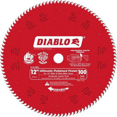 Freud - 12" Diam, 1" Arbor Hole Diam, 100 Tooth Wet & Dry Cut Saw Blade - Carbide-Tipped, Fine Finishing Action, Standard Round Arbor - Apex Tool & Supply