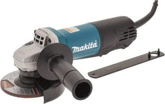 Makita - 4-1/2" Wheel Diam, 10,000 RPM, Corded Angle & Disc Grinder - 5/8-11 Spindle, 120 Volts, 7.5 Amps, Side Exhaust - Apex Tool & Supply