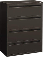 Hon - 42" Wide x 53-1/4" High x 19-1/4" Deep, 4 Drawer Lateral File - Steel, Charcoal - Apex Tool & Supply