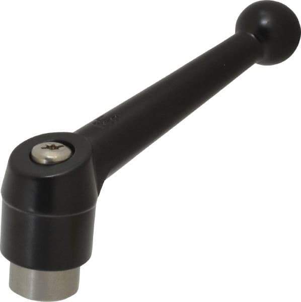 KIPP - 1/2-13, 1.18" Hub Diam, Zinc Die Cast (Stainless Steel Components) Tapped Adjustable Clamping Lever - 4.96" OAL, 3.11" High, 0.91" Hole Depth - Apex Tool & Supply