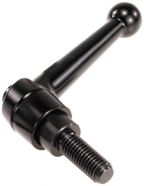 KIPP - 1/4-20, 13mm Hub Diam, Zinc Die Cast (Steel Components) Threaded Stud Adjustable Clamping Lever - 0.39" Stud Length, 46mm OAL, 32.5mm High - Apex Tool & Supply