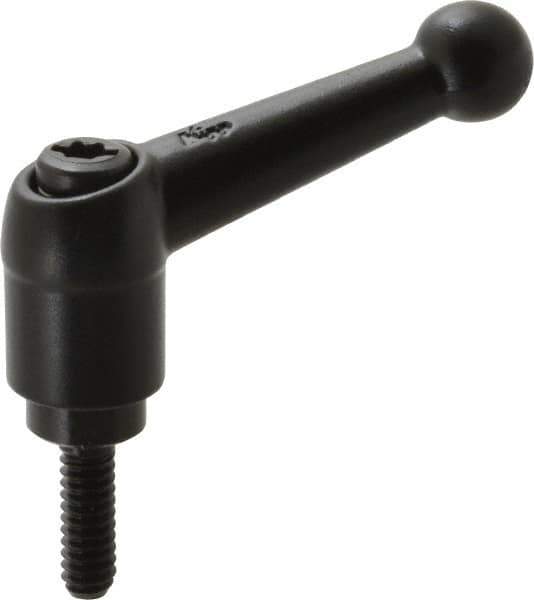 KIPP - #10-24, 13mm Hub Diam, Zinc Die Cast (Steel Components) Threaded Stud Adjustable Clamping Lever - 0.59" Stud Length, 46mm OAL, 32.5mm High - Apex Tool & Supply