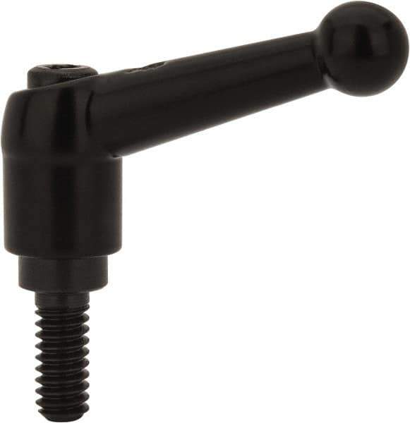 KIPP - 1/4-20, 13mm Hub Diam, Zinc Die Cast (Steel Components) Threaded Stud Adjustable Clamping Lever - 0.59" Stud Length, 46mm OAL, 32.5mm High - Apex Tool & Supply