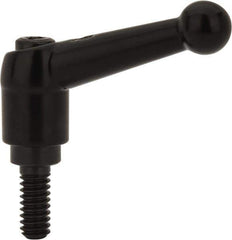 KIPP - 1/4-20, 13mm Hub Diam, Zinc Die Cast (Steel Components) Threaded Stud Adjustable Clamping Lever - 0.59" Stud Length, 46mm OAL, 32.5mm High - Apex Tool & Supply