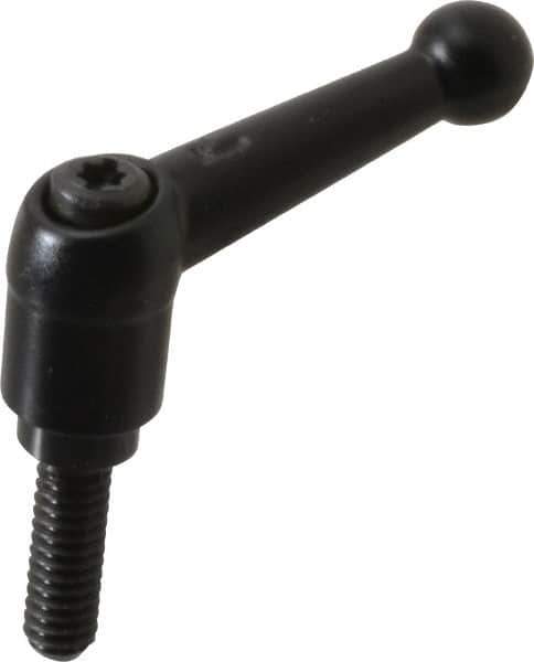 KIPP - 1/4-20, 13mm Hub Diam, Zinc Die Cast (Steel Components) Threaded Stud Adjustable Clamping Lever - 0.79" Stud Length, 46mm OAL, 32.5mm High - Apex Tool & Supply