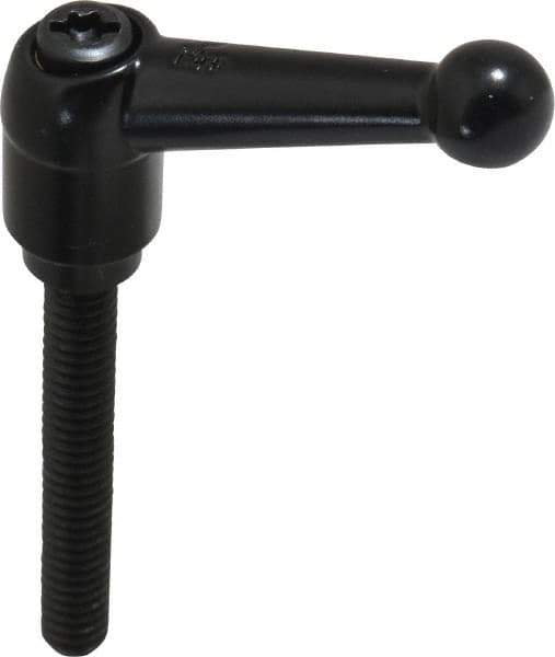 KIPP - 1/4-20, 13mm Hub Diam, Zinc Die Cast (Steel Components) Threaded Stud Adjustable Clamping Lever - 1.77" Stud Length, 46mm OAL, 32.5mm High - Apex Tool & Supply