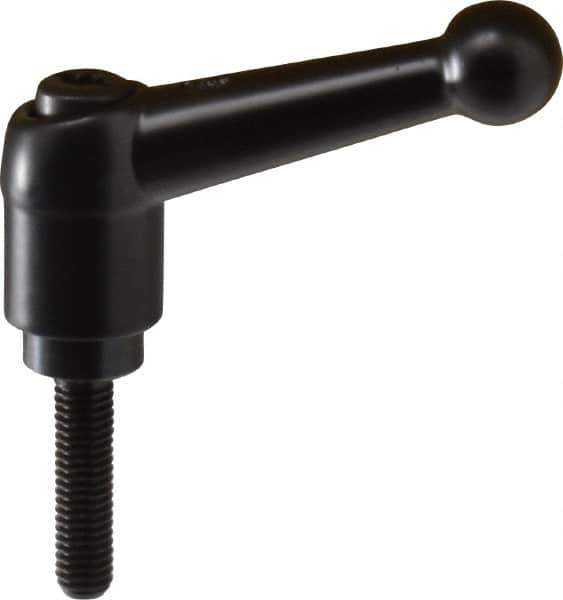 KIPP - M x 5 x 0.8, 13mm Hub Diam, Zinc Die Cast (Steel Components) Metric Threaded Stud Adjustable Clamping Lever - 20mm Stud Length, 46mm OAL, 32.5mm High - Apex Tool & Supply