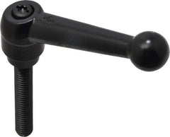 KIPP - 5/16-18, 0.71" Hub Diam, Zinc Die Cast (Steel Components) Threaded Stud Adjustable Clamping Lever - 1.97" Stud Length, 2.87" OAL, 1.79" High - Apex Tool & Supply