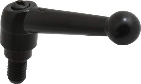 KIPP - 3/8-16, 0.71" Hub Diam, Zinc Die Cast (Steel Components) Threaded Stud Adjustable Clamping Lever - 0.59" Stud Length, 2.87" OAL, 1.79" High - Apex Tool & Supply