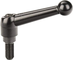 KIPP - 3/8-16, 0.71" Hub Diam, Zinc Die Cast (Steel Components) Threaded Stud Adjustable Clamping Lever - 0.79" Stud Length, 2.87" OAL, 1.79" High - Apex Tool & Supply