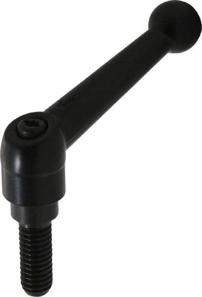 KIPP - 3/8-16, 0.71" Hub Diam, Zinc Die Cast (Steel Components) Threaded Stud Adjustable Clamping Lever - 0.98" Stud Length, 2.87" OAL, 1.79" High - Apex Tool & Supply