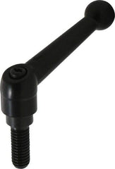 KIPP - 3/8-16, 0.71" Hub Diam, Zinc Die Cast (Steel Components) Threaded Stud Adjustable Clamping Lever - 0.98" Stud Length, 2.87" OAL, 1.79" High - Apex Tool & Supply