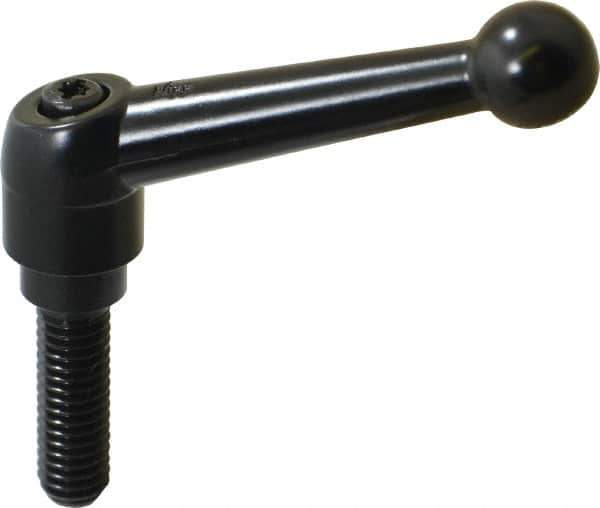 KIPP - 3/8-16, 0.71" Hub Diam, Zinc Die Cast (Steel Components) Threaded Stud Adjustable Clamping Lever - 1.18" Stud Length, 2.87" OAL, 1.79" High - Apex Tool & Supply