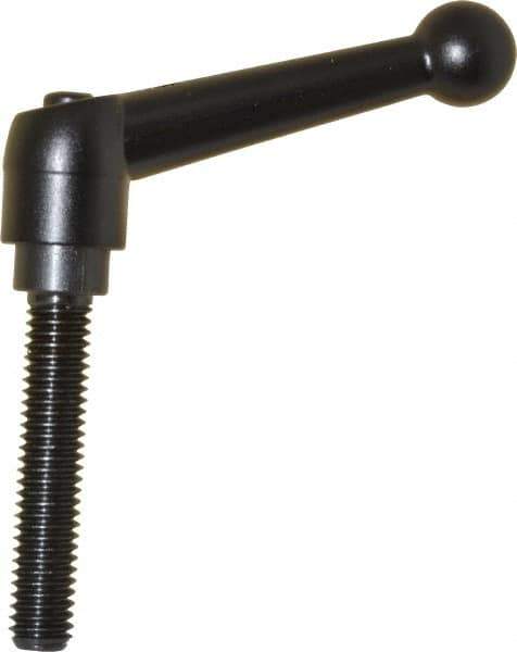 KIPP - 3/8-16, 0.71" Hub Diam, Zinc Die Cast (Steel Components) Threaded Stud Adjustable Clamping Lever - 1.97" Stud Length, 2.87" OAL, 1.79" High - Apex Tool & Supply