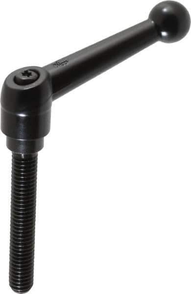 KIPP - 3/8-16, 0.71" Hub Diam, Zinc Die Cast (Steel Components) Threaded Stud Adjustable Clamping Lever - 2.36" Stud Length, 2.87" OAL, 1.79" High - Apex Tool & Supply