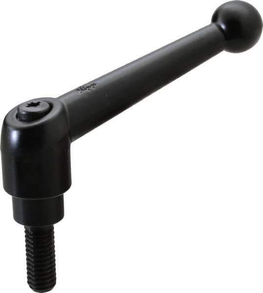 KIPP - 3/8-16, 0.83" Hub Diam, Zinc Die Cast (Steel Components) Threaded Stud Adjustable Clamping Lever - 0.98" Stud Length, 3.54" OAL, 2.26" High - Apex Tool & Supply