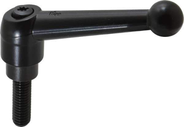 KIPP - 3/8-16, 0.83" Hub Diam, Zinc Die Cast (Steel Components) Threaded Stud Adjustable Clamping Lever - 1.18" Stud Length, 3.54" OAL, 2.26" High - Apex Tool & Supply