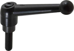 KIPP - 3/8-16, 0.83" Hub Diam, Zinc Die Cast (Steel Components) Threaded Stud Adjustable Clamping Lever - 1.18" Stud Length, 3.54" OAL, 2.26" High - Apex Tool & Supply