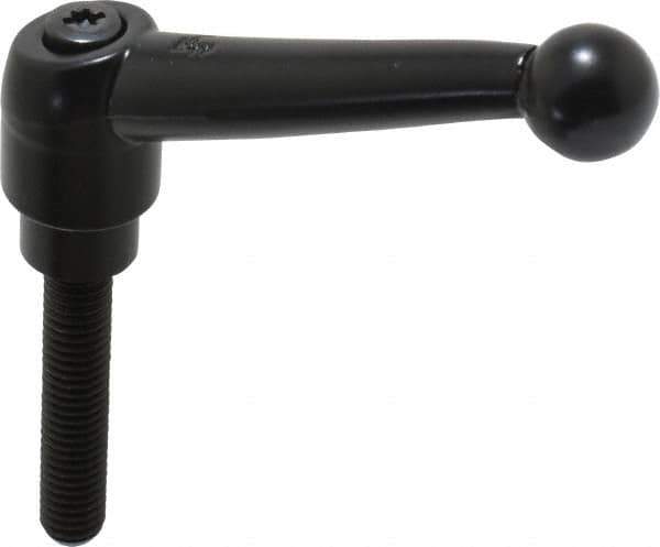 KIPP - 3/8-16, 0.83" Hub Diam, Zinc Die Cast (Steel Components) Threaded Stud Adjustable Clamping Lever - 1.97" Stud Length, 3.54" OAL, 2.26" High - Apex Tool & Supply