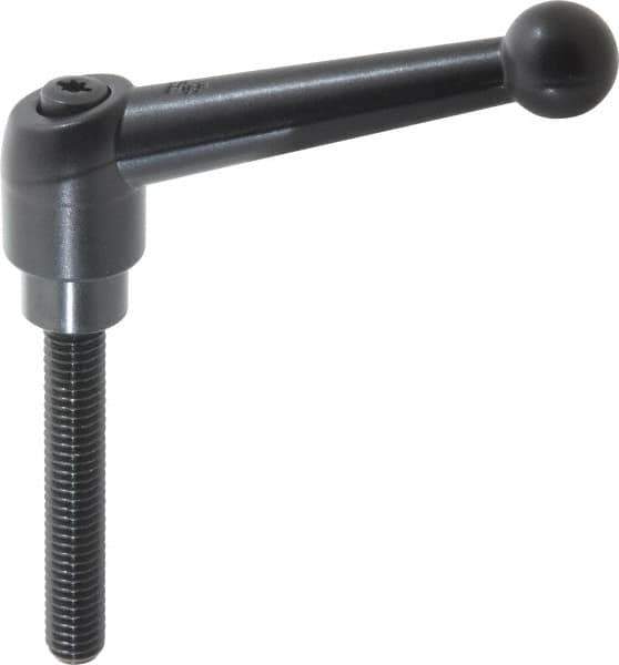 KIPP - 3/8-16, 0.83" Hub Diam, Zinc Die Cast (Steel Components) Threaded Stud Adjustable Clamping Lever - 2.36" Stud Length, 3.54" OAL, 2.26" High - Apex Tool & Supply